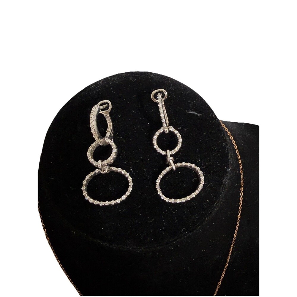 ROBERTO COIN 18K (1226 VI) ITALY WHITE GOLD THREE LAYER HOOPS DIAMONDS 7.64g